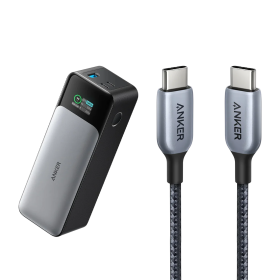 Anker 737 Power Bank (PowerCore 24K) and 3ft Anker 765 USB-C to USB-C Cable (140W Nylon)