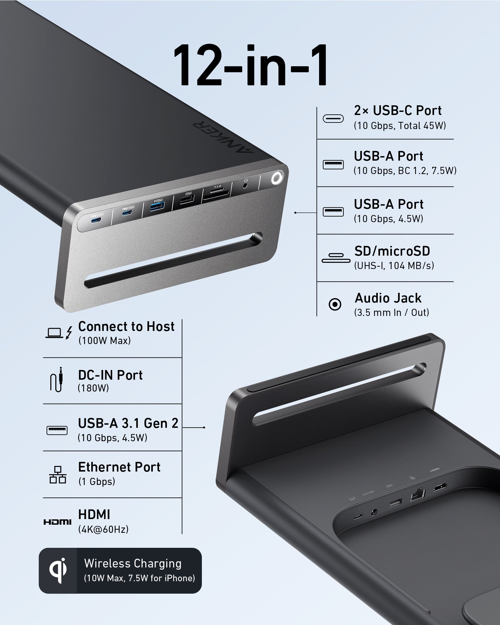 Anker 675 USB-C Docking Station (12-in-1, Halterung, Kabellos) - Image 2