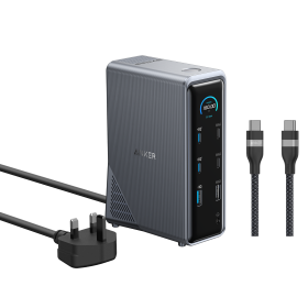 Anker Prime Charging Docking Station (14-in-1, Dual Display, 160W) and USB-C to USB-C Cable ( 3ft, 240W, Upcycled-Braided)