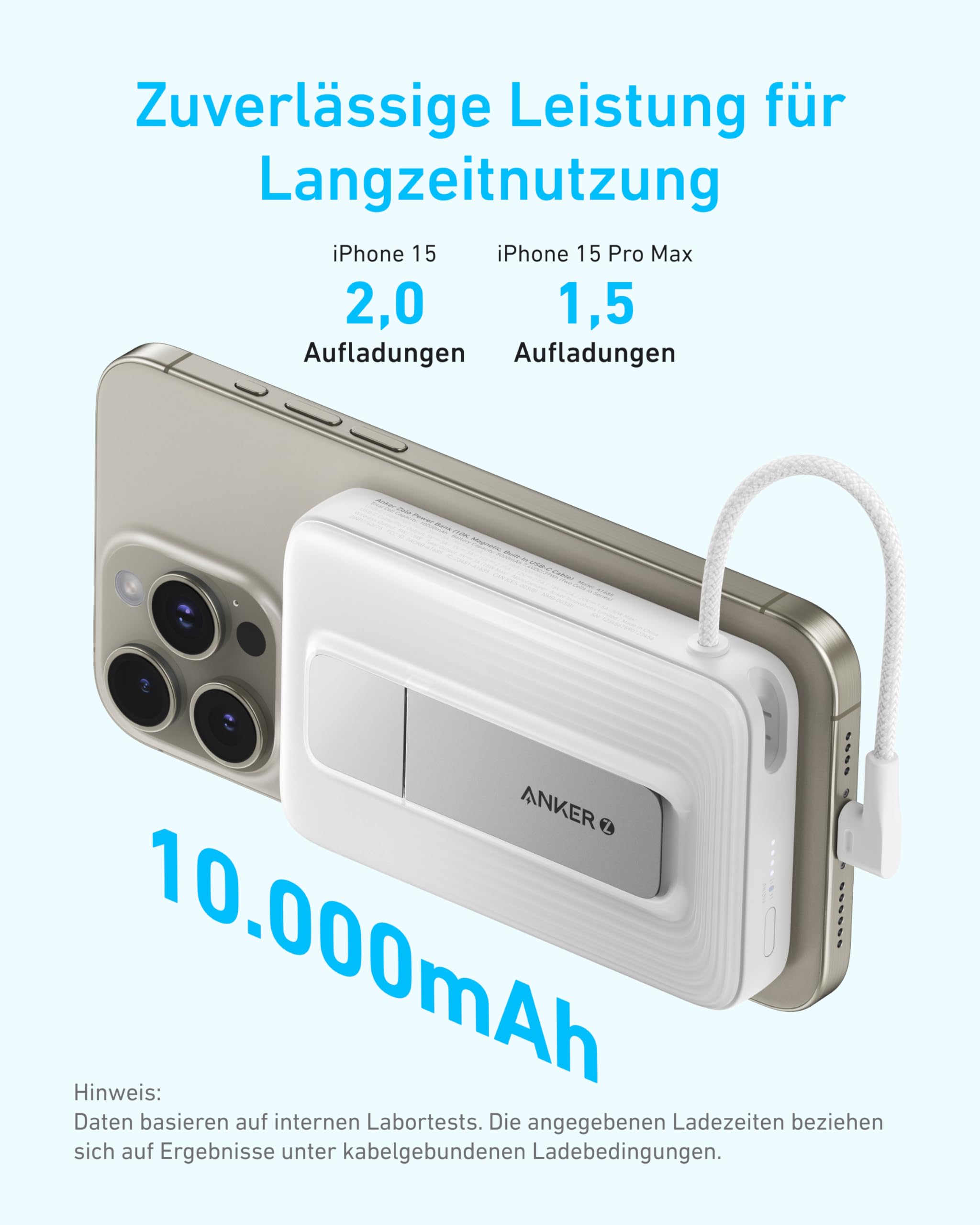 Anker Zolo Powerbank (10K, Magnetisch, Integriertes USB-C Kabel) - Image 3